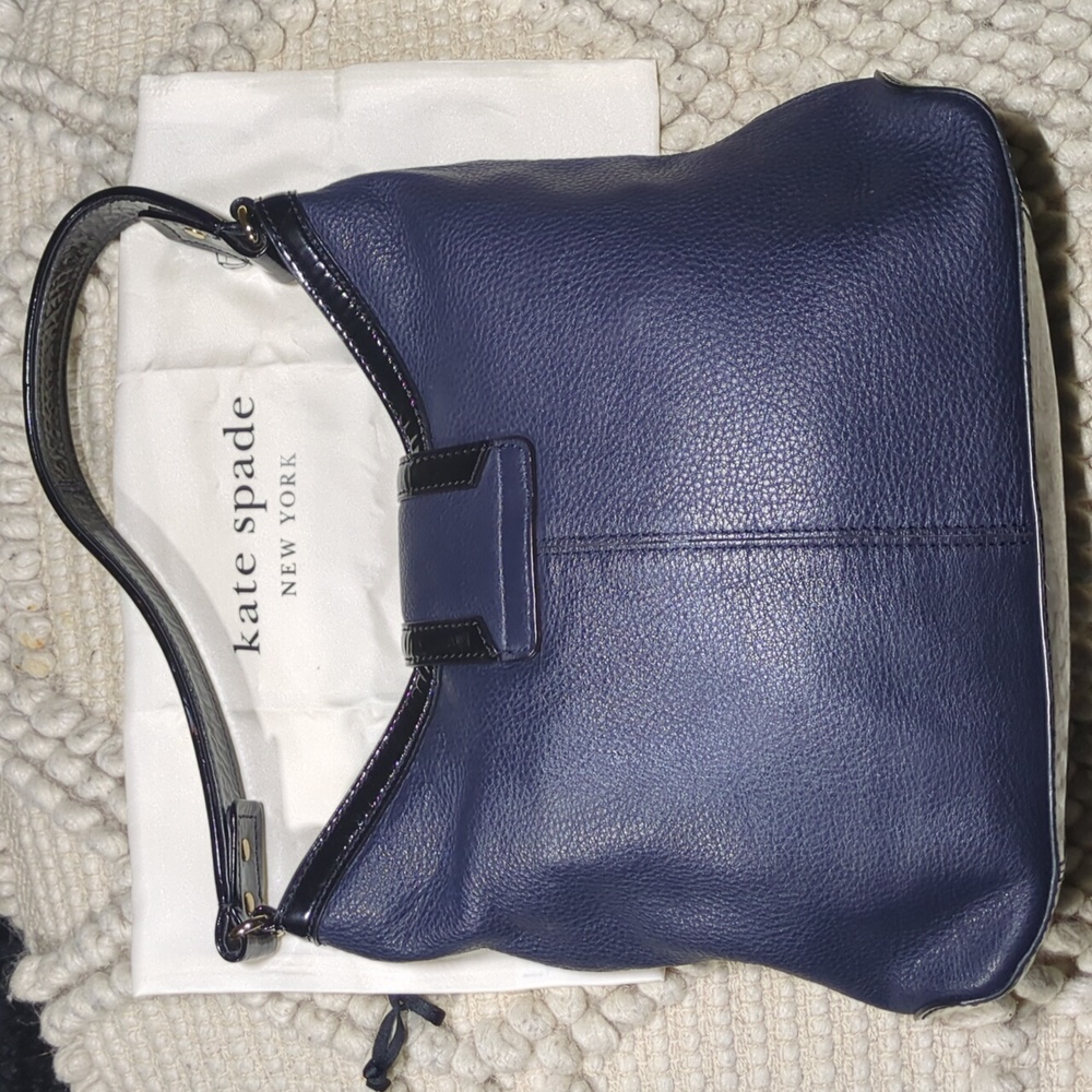 Kate Spade Pebbled Leather Midnight Blue Hobo Shoulder Bag & Kate Spade Bracelet - Picture 3 of 12